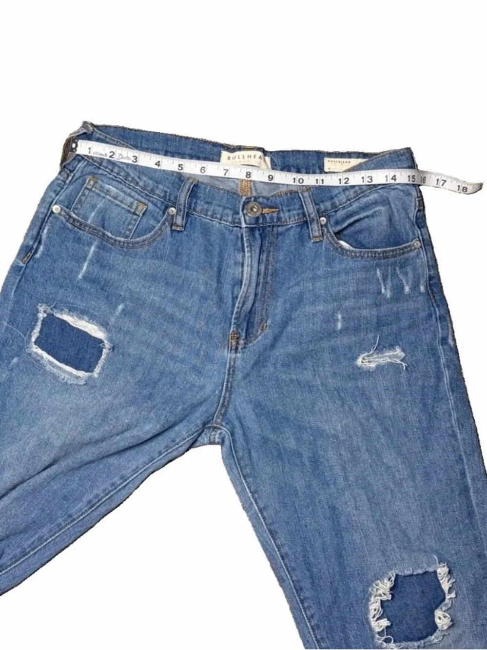 Bullhead Juniors Boyfriend Jeans Size 9 Blue Skinny Distressed Stone